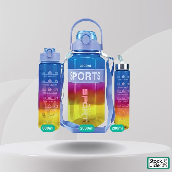 Pack 3 botellas deportivas hexagonales