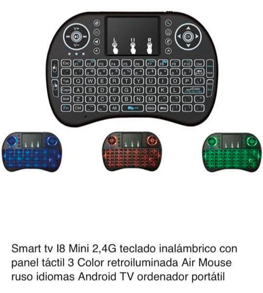 Teclado inalámbrico con panel táctil retroiluminado. Android/TV/PC
