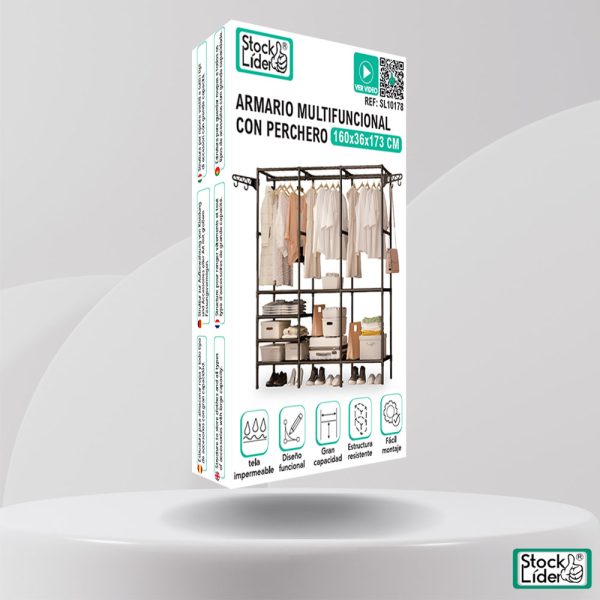 Armario multifuncional con perchero triple