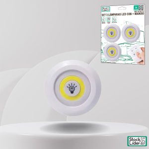 Set 3 lámparas LED COB + mando